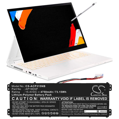 Replacement Battery for Acer  Conceptd 3 Cn315-71-72j3 – Notebook, Laptop – 4750mAh / 73.15Wh / 15.4V
