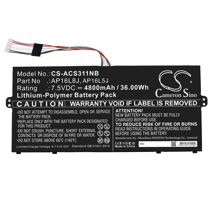Replacement Battery for Acer  Chromebook Spin 311 CP311-2H – Notebook, Laptop – 4800mAh / 36.00Wh / 7.5V