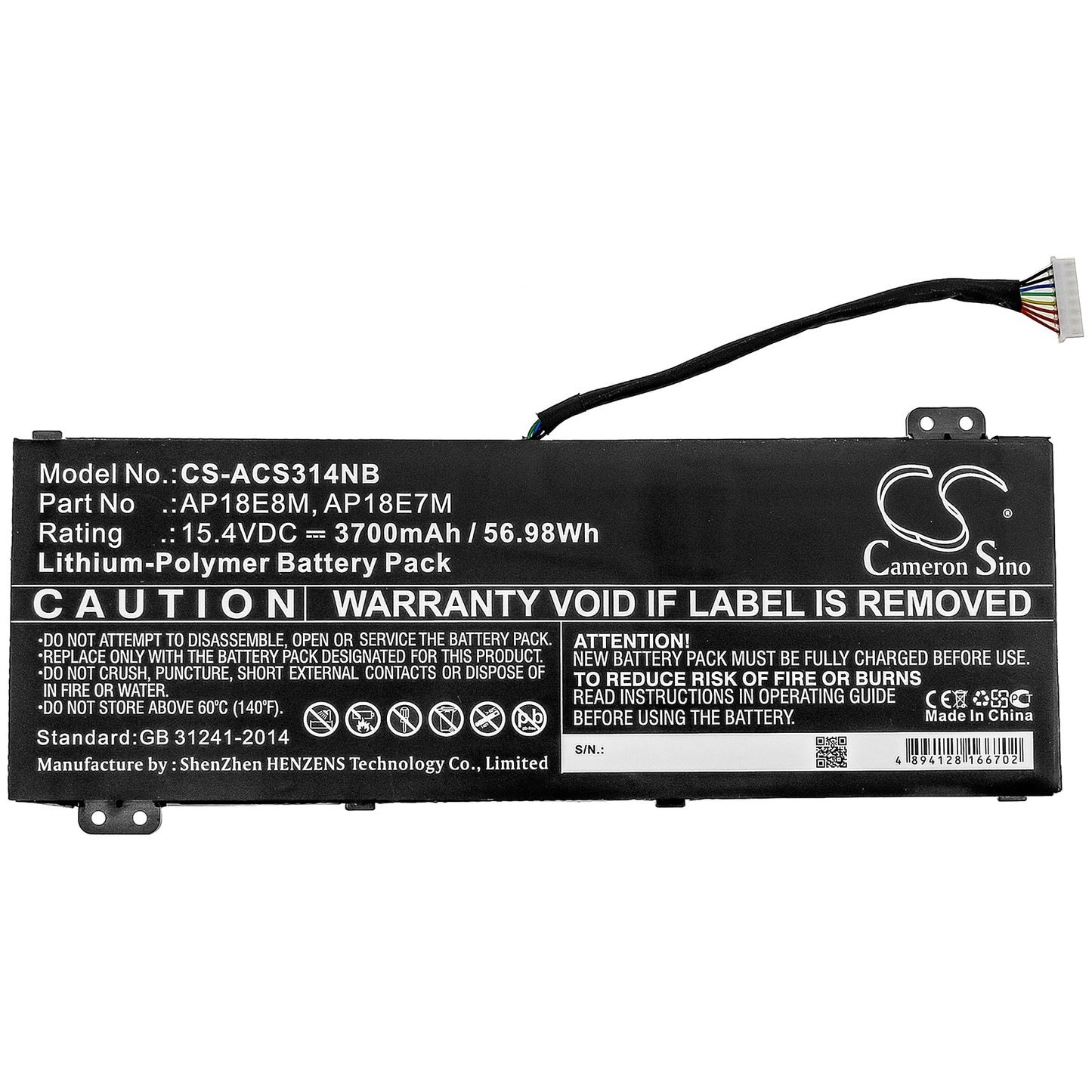 Replacement Battery for Acer  Aspire 7 715-74G-52MV – Notebook, Laptop – 3700mAh / 56.98Wh / 15.4V