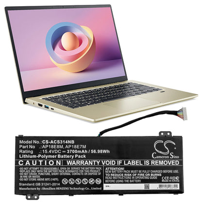 Replacement Battery for Acer  Aspire 7 715-74G-52MV – Notebook, Laptop – 3700mAh / 56.98Wh / 15.4V