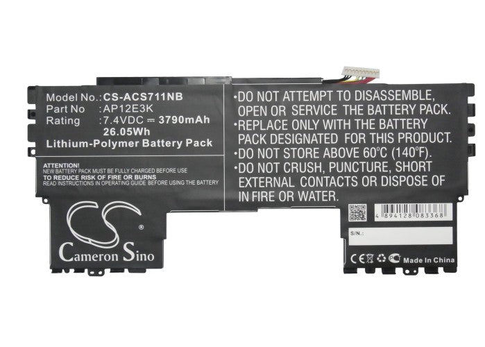 Replacement Battery for Acer  Aspire Aspire S7 11" – Notebook, Laptop – 3790mAh / 28.05Wh / 7.4V