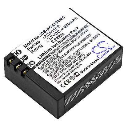 Replacement Battery for ACTIVEON  CX – Camera – 600mAh / 2.22Wh / 3.7V
