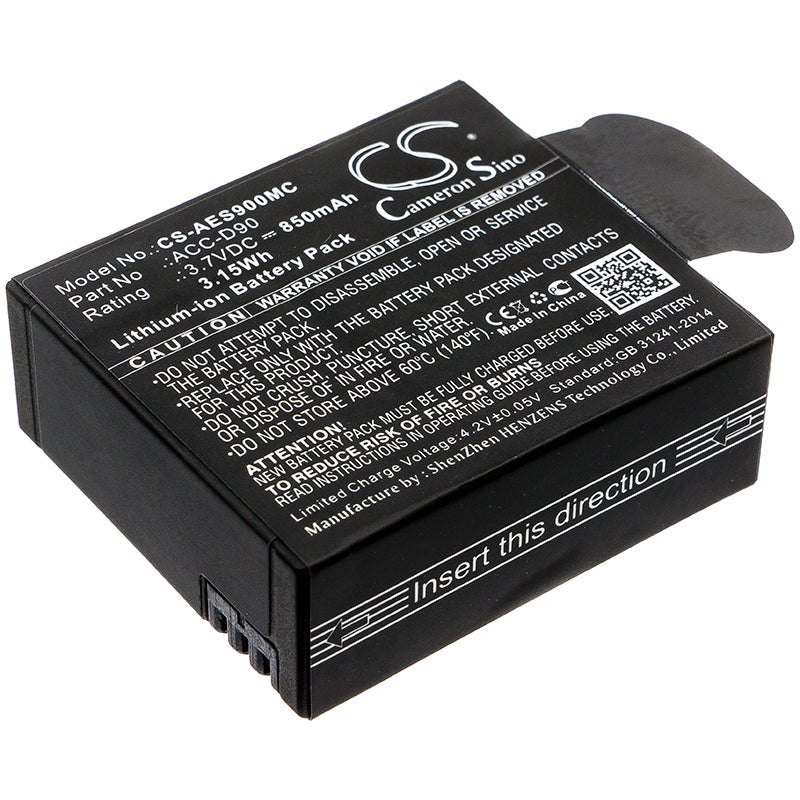 Replacement Battery for AEE  D90 – Camera – 850mAh / 3.15Wh / 3.7V