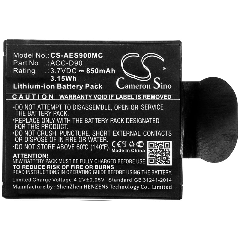 Replacement Battery for AEE  D90 – Camera – 850mAh / 3.15Wh / 3.7V