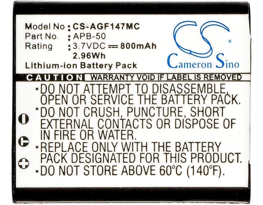Replacement Battery for Agfa  Optima 147 – Camera – 800mAh/2.96Wh / 3.7V