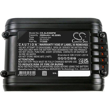 Replacement Battery for AL-KO 34.8 Li lawn mover CSA 2020 (113538), Easy Flex 34.8 Li Lawnmower, – 2000mAh / 40.00Wh