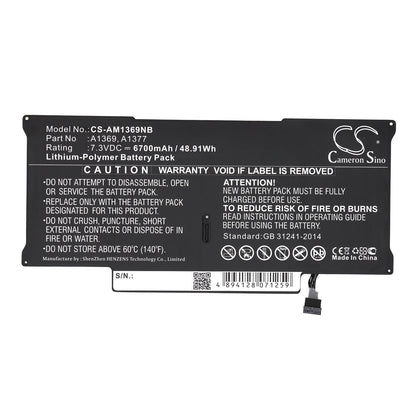 Replacement Battery for Apple  Macbook Air 13.3 MC503B/A – Notebook, Laptop – 6700mAh / 48.91Wh / 7.3V