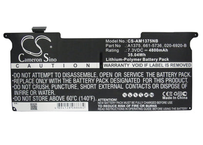 Replacement Battery for Apple  MacBook Air 11" A1370 2010 – Notebook, Laptop – 4800mAh / 35.04Wh / 7.3V