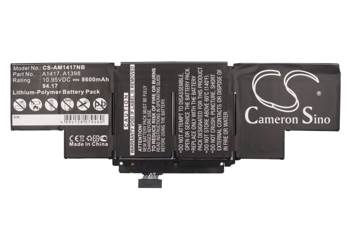 Replacement Battery for Apple  MacBook Pro Core i7 2.3 15" Re – Notebook, Laptop – 8600mAh / 94.17Wh / 10.95V