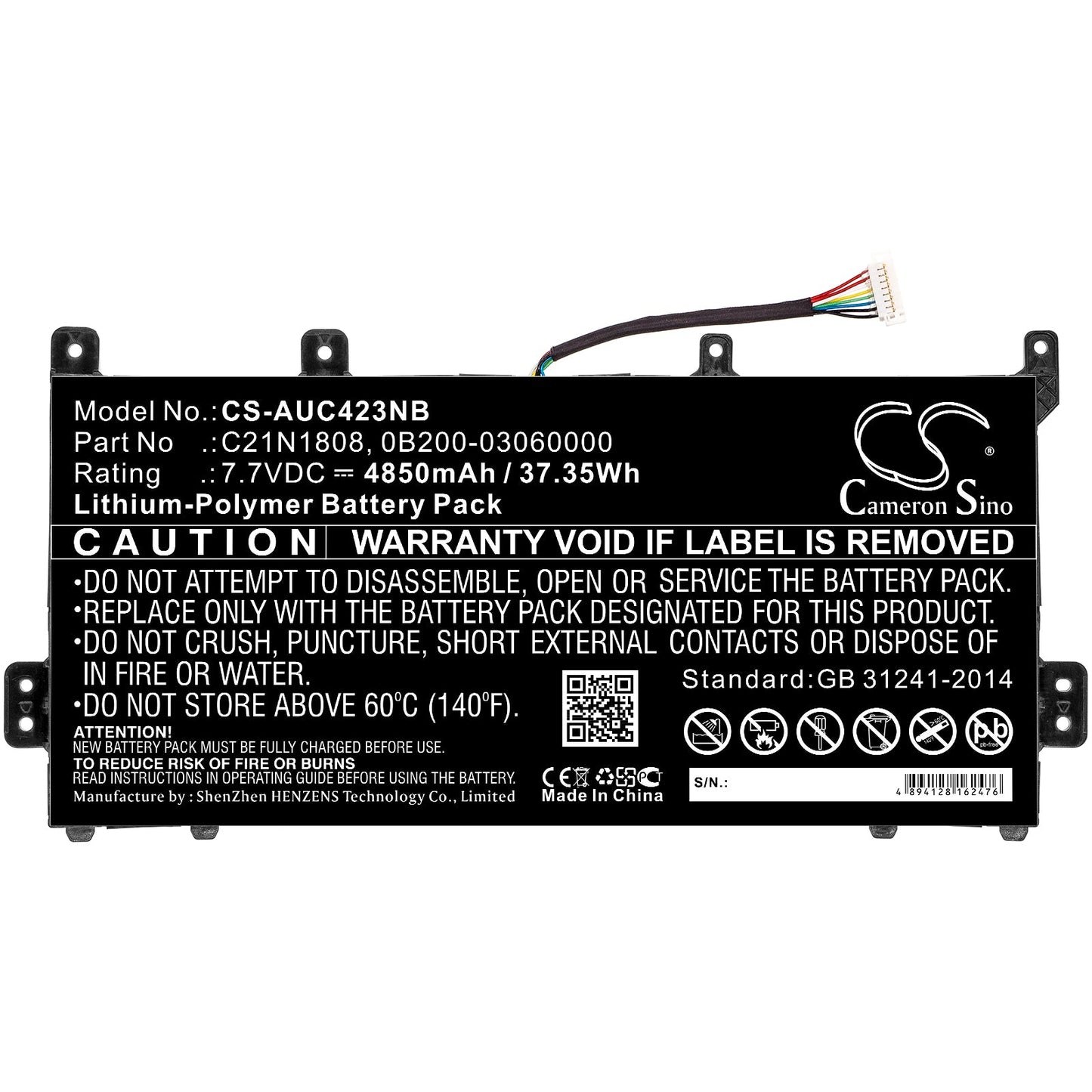 Replacement Battery for Asus  C423 – Notebook, Laptop – 4850mAh / 37.35Wh / 7.7V