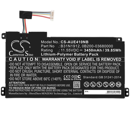 Replacement Battery for Asus  E410 – Notebook, Laptop – 3450mAh / 39.85Wh / 11.55V