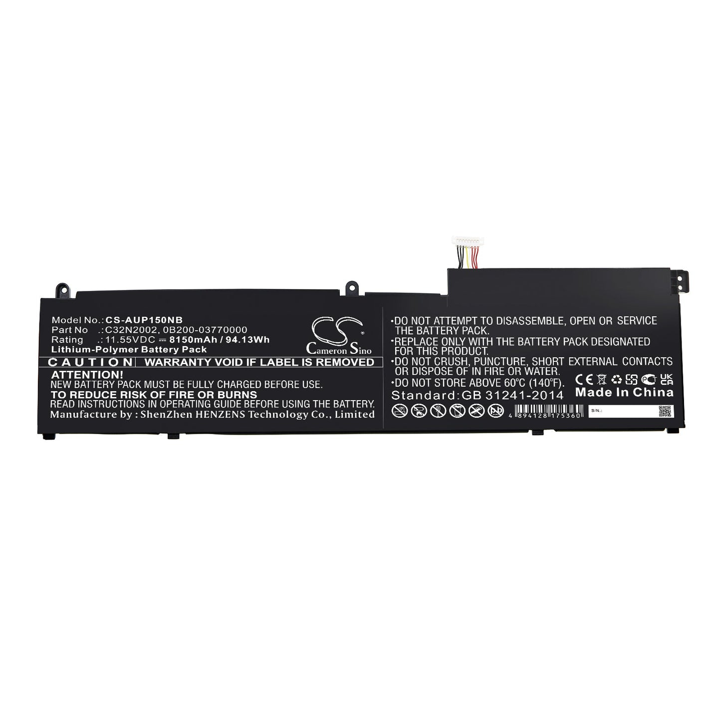 Replacement Battery for Asus  ZenBook Flip 15 UX535LI – Notebook, Laptop – 8150mAh / 94.13Wh / 11.55V