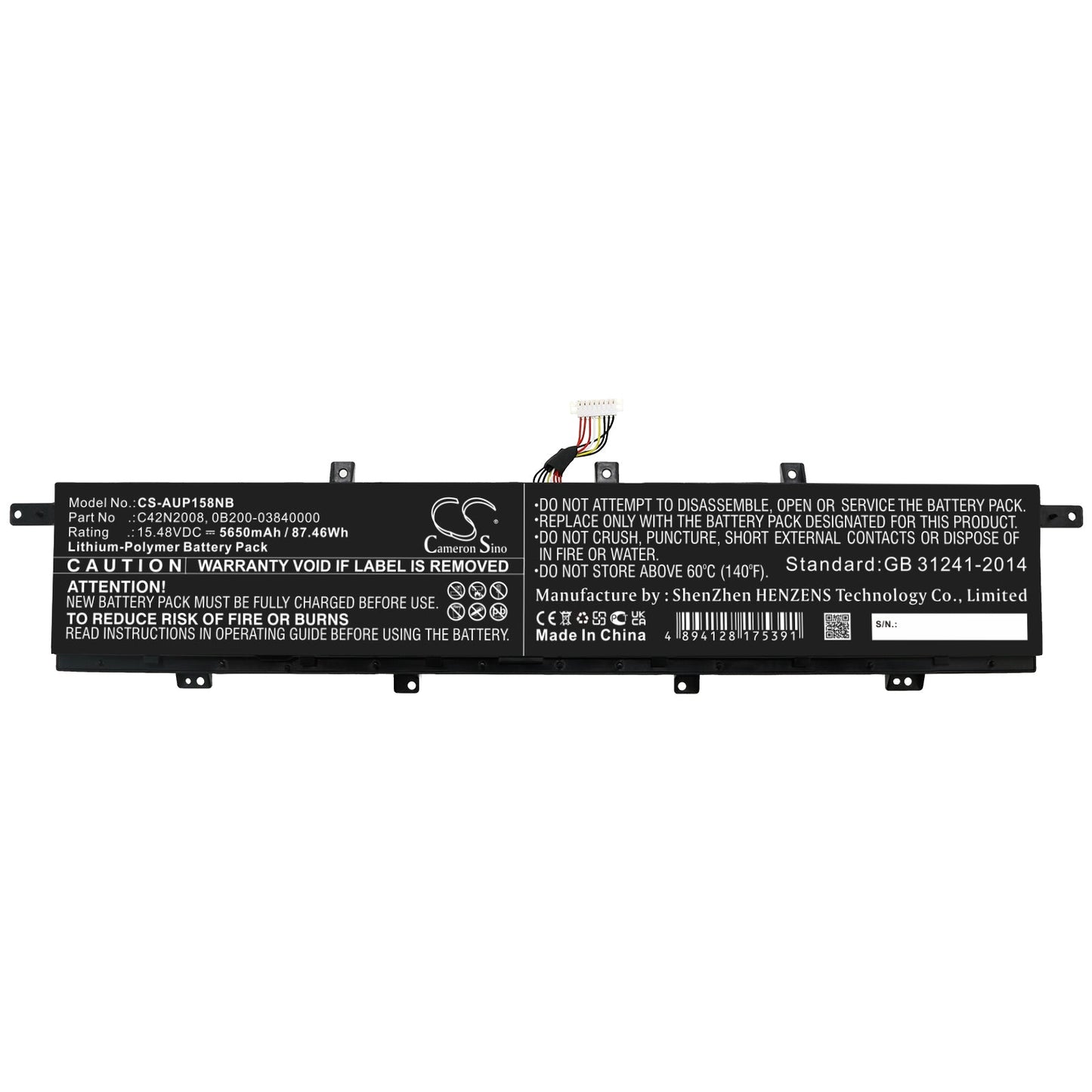 Replacement Battery for Asus  ZenBook Pro 15 UX582LR – Notebook, Laptop – 5650mAh / 87.46Wh / 15.48V