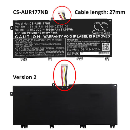 Replacement Battery for Asus  FX503VD-0072C7300HQ – Notebook, Laptop – 4050mAh / 61.56Wh / 15.2V