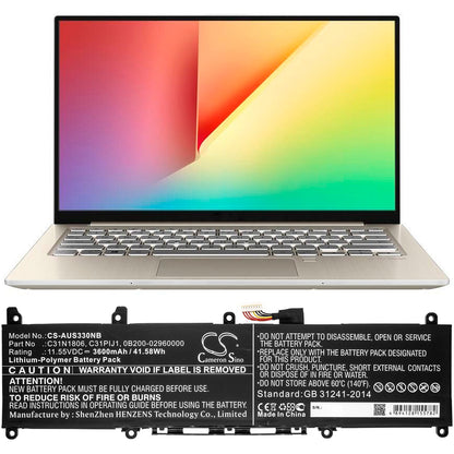 Replacement Battery for Asus  adol 13 – Notebook, Laptop – 3600mAh / 41.58Wh / 11.55V