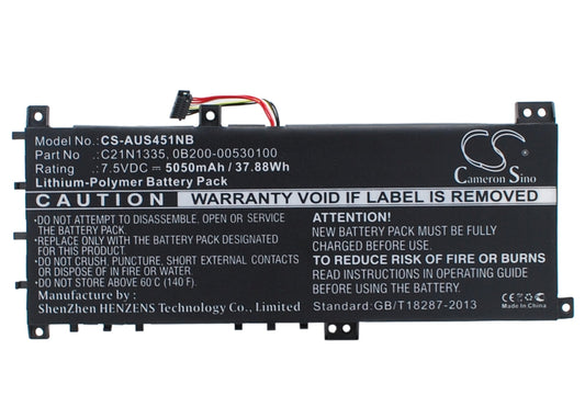 Replacement Battery for Asus  K451L – Notebook, Laptop – 5050mAh / 37.88Wh / 7.5V