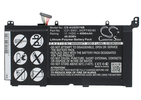 Replacement Battery for Asus  S551L – Notebook, Laptop – 4500mAh / 49.95Wh / 11.1V