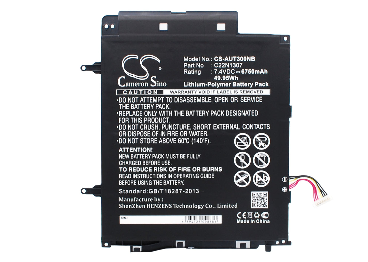 Replacement Battery for Asus  T300CHI-F1-DB – Notebook, Laptop – 6750mAh / 49.95Wh / 7.4V