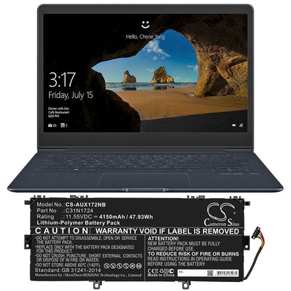 Replacement Battery for Asus  U3100FAL – Notebook, Laptop – 4150mAh / 47.93Wh / 11.55V