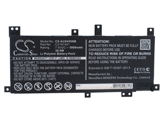 Replacement Battery for Asus  A455LA – Notebook, Laptop – 5000mAh / 38.00Wh / 7.6V