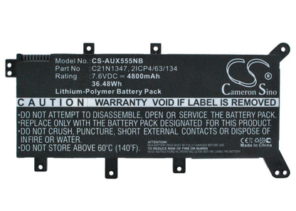 Replacement Battery for Asus  A555 – Notebook, Laptop – 4800mAh / 36.48Wh / 7.6V