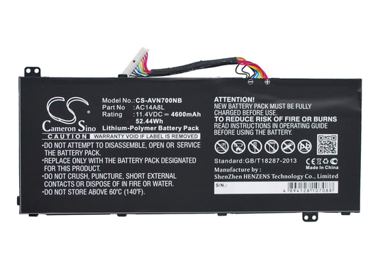 Replacement Battery for Acer  Aspire  VN7-591G-77FS – Notebook, Laptop – 4600mAh / 52.44Wh / 11.4V
