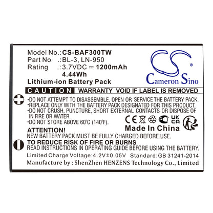 Replacement Battery for Baofeng BF-R5 BF-T6, C5, – 1200mAh / 4.44Wh