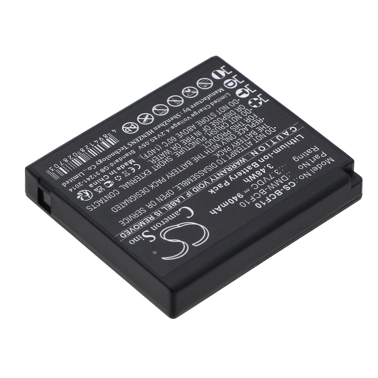 Replacement Battery for Panasonic  Lumix  DMC-FS4K – Camera – 940mAh / 3.48Wh / 3.7V