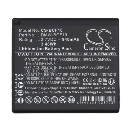 Replacement Battery for Panasonic  Lumix  DMC-FS4K – Camera – 940mAh / 3.48Wh / 3.7V