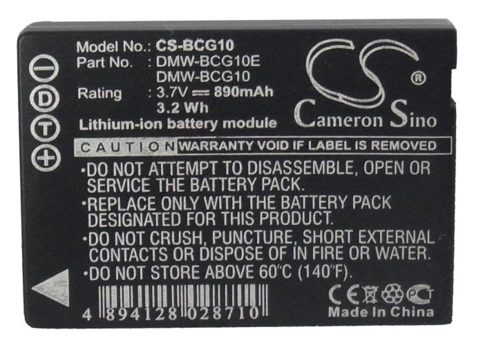 Replacement Battery for Panasonic  Lumix DMC-3D1 – Camera – 890mAh/3.29Wh / 3.7V