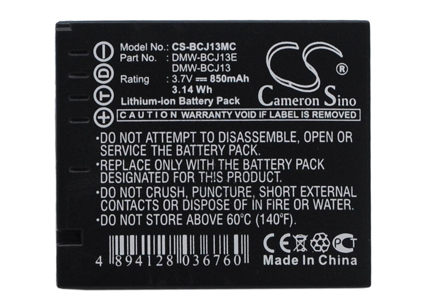 Replacement Battery for Panasonic  Lumix DMC-LX5 – Camera – 850mAh/3.15Wh / 3.7V