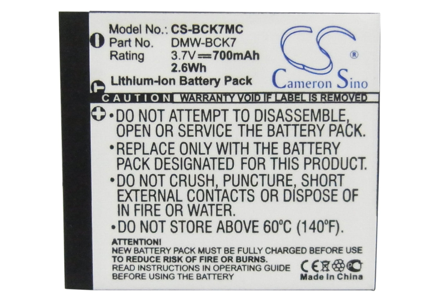 Replacement Battery for Panasonic  &#x0D;
Lumix DMC-FP77 – Camera – 700mAh / 2.6Wh / 3.7V