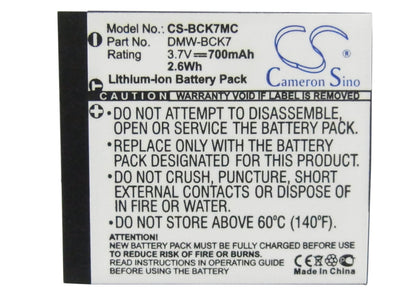 Replacement Battery for Panasonic  &#x0D;
Lumix DMC-FP77 – Camera – 700mAh / 2.6Wh / 3.7V