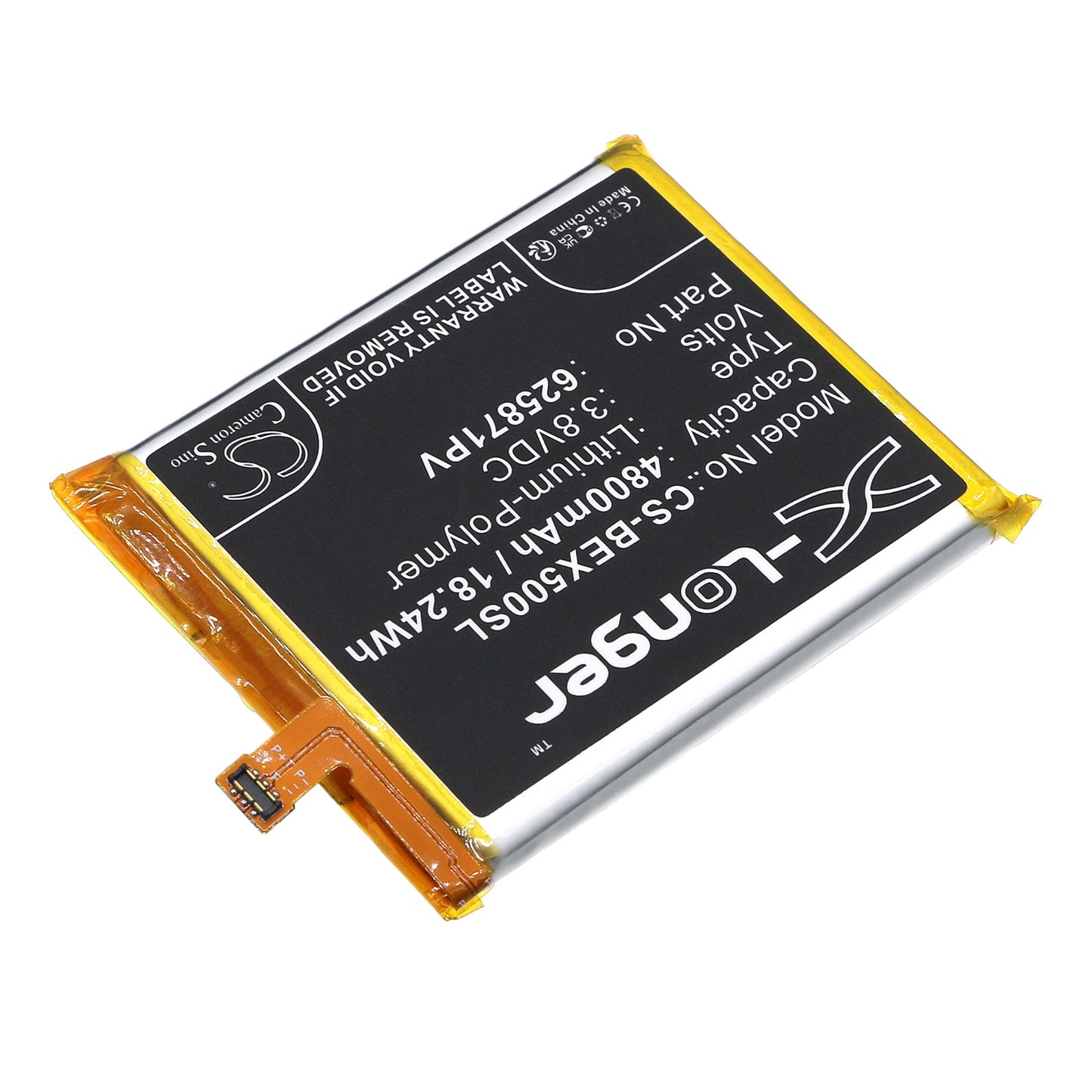 Replacement Battery for Bea-fon  X5 – Mobile, SmartPhone – 4800mAh / 18.24Wh / 3.8V