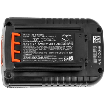 Replacement Battery for Black & Decker  40V MAX 12 in Cordless Chainsa – Power Tools – 2000mAh / 80.00Wh / 40.0V
