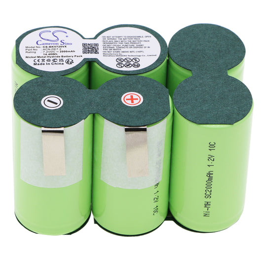 Replacement Battery for Black&Decker Dustbuster DV7205N H2, Dustbuster Extreme 7.2V, DV7205, – 2000mAh / 14.40Wh