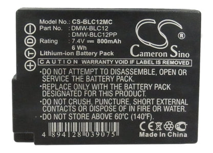 Replacement Battery for Panasonic  &#x0D;
Lumix DMC-GH2H – Camera – 800mAh / 5.92Wh / 7.4V