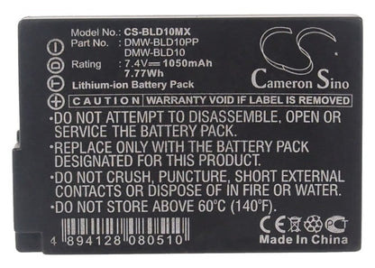 Replacement Battery for Panasonic  Lumix DMC-G3 – Camera – 1050mAh/7.77Wh / 7.4V