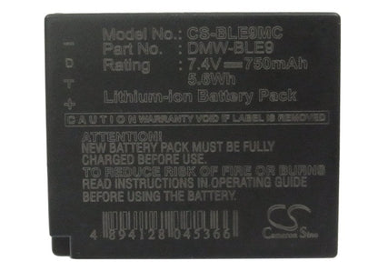 Replacement Battery for Panasonic  Lumix  DMC-GF6X – Camera – 750mAh / 5.6Wh / 7.4V