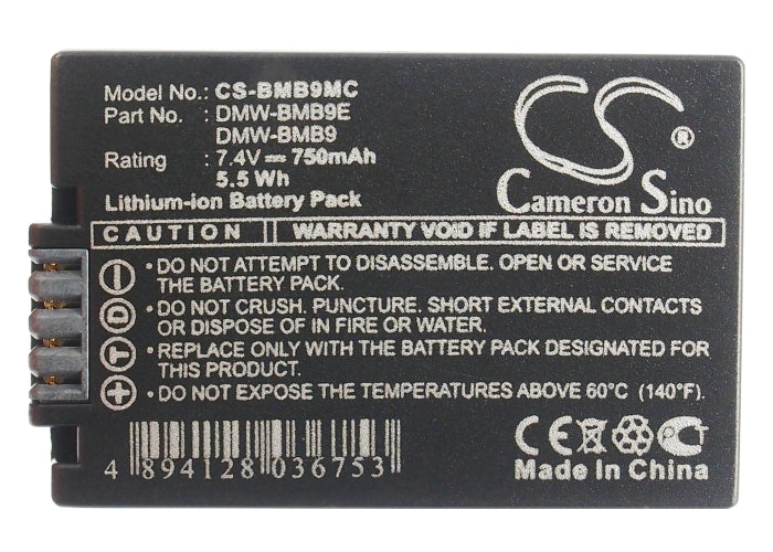 Replacement Battery for Panasonic  &#x0D;
Lumix DMC-FZ100GK – Camera – 750mAh / 5.55Wh / 7.4V