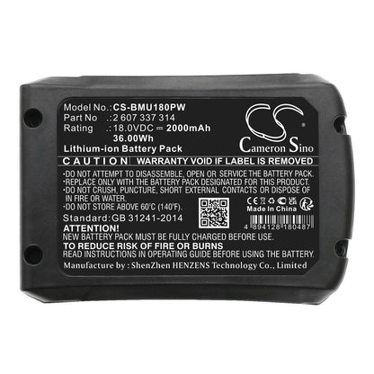 Replacement Battery for Bosch  AdvancedCut 18 – Gardening Tools – 2000mAh / 36.00Wh / 18.0V