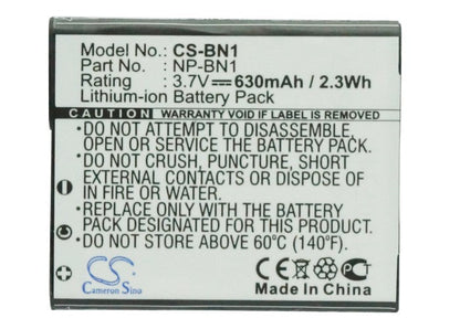 Replacement Battery for Sony  &#x0D;
        Cyber-shot DSC-T110P – Camera – 630mAh / 2.33Wh / 3.7V