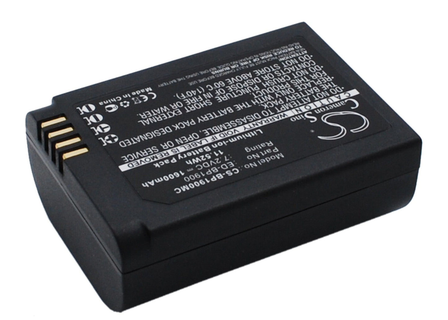 Replacement Battery for Samsung  EV-NX1ZZZBMBUS – Camera – 1600mAh / 11.52Wh / 7.2V