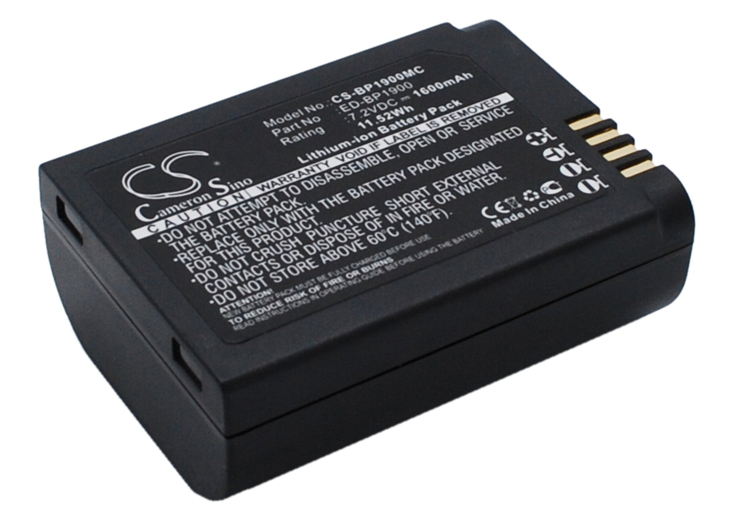 Replacement Battery for Samsung  EV-NX1ZZZBMBUS – Camera – 1600mAh / 11.52Wh / 7.2V