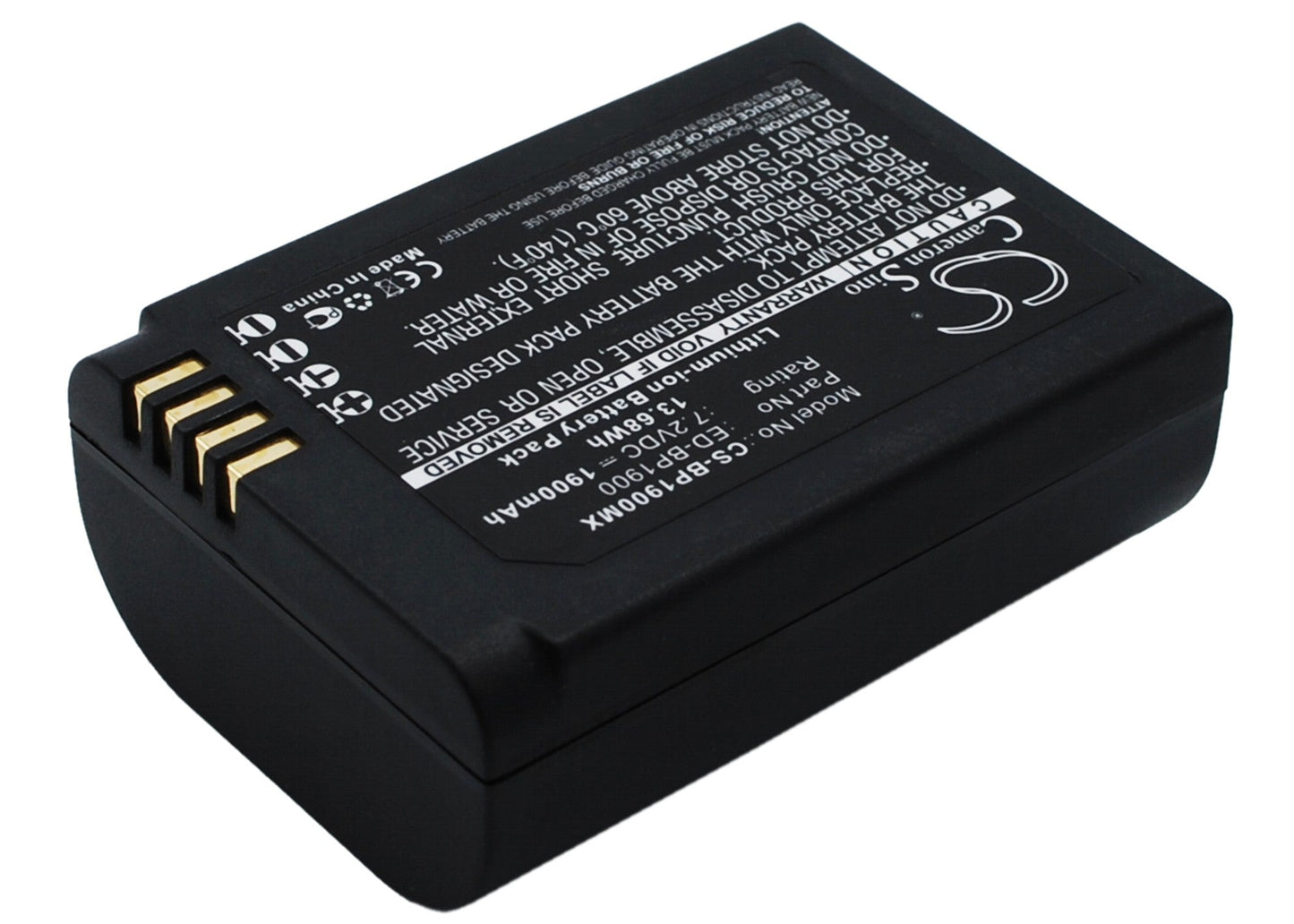 Replacement Battery for Samsung  EV-NX1ZZZBMBUS – Camera – 1900mAh / 13.68Wh / 7.2V