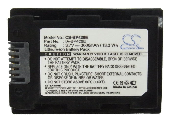 Replacement Battery for Samsung  HMX-H200 – Camera – 3600mAh / 13.32Wh / 3.7V