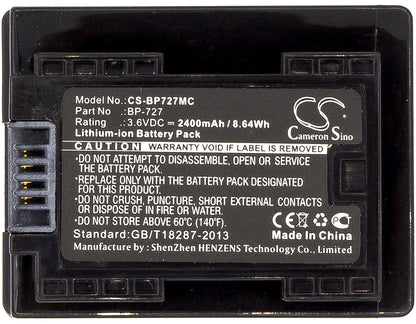 Replacement Battery for Canon  IXIA HF R306 – Camera – 2400mAh / 8.64Wh / 3.6V
