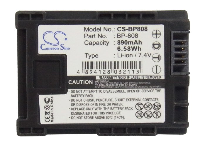 Replacement Battery for Canon  FS10 – Camera – 890mAh / 6.59Wh / 7.4V