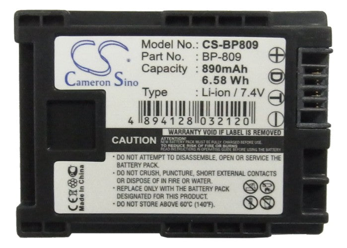 Replacement Battery for Canon  FS10 Flash Memory Camcorder – Camera – 890mAh / 7.4V