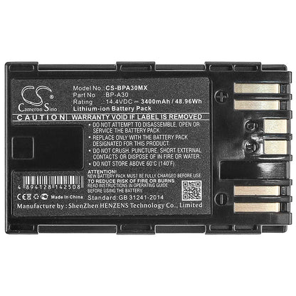 Replacement Battery for Canon  CA-CP200L – Camera – 3400mAh / 48.96Wh / 14.4V